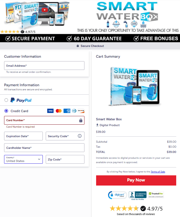 Smart-Water-Box-Checkout-Page